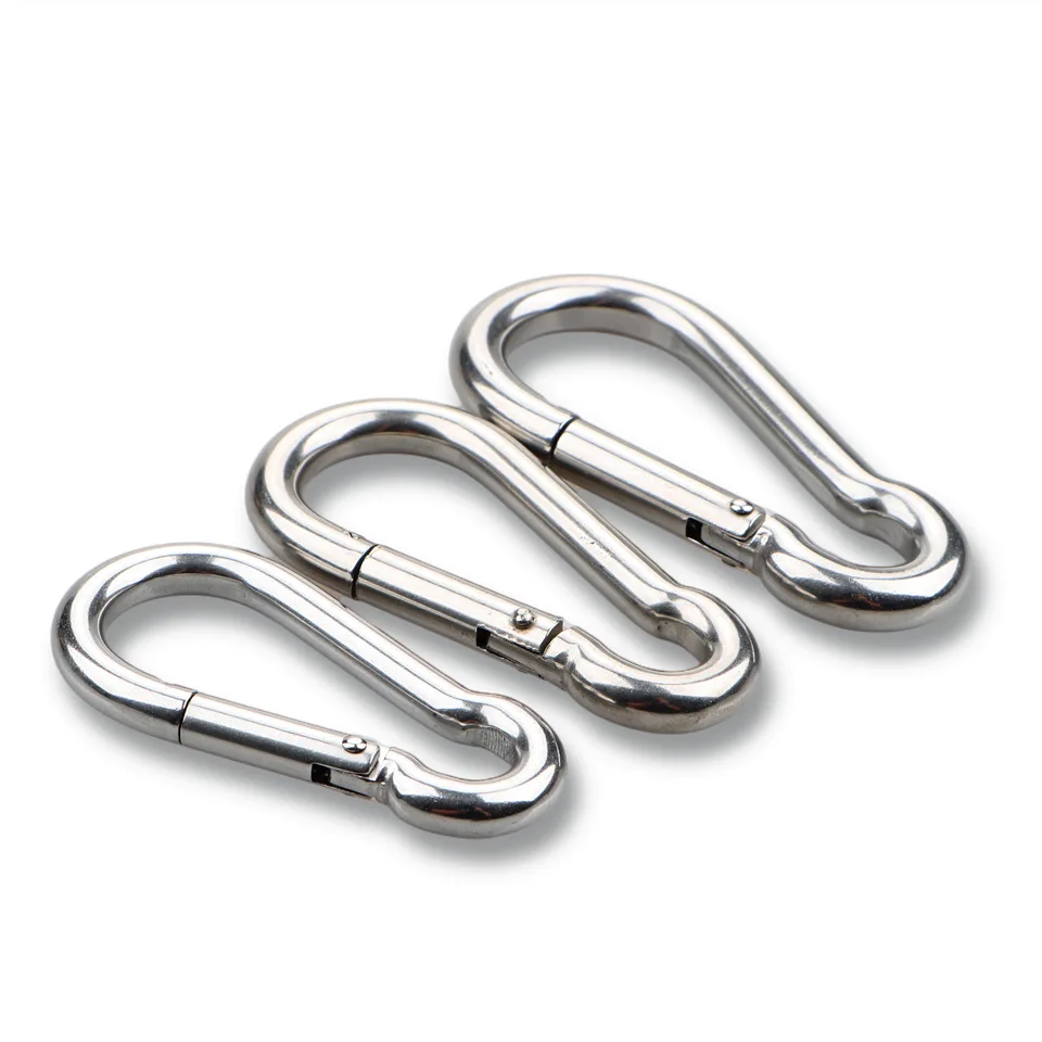 1/2PCS Climbing Carabiner 304 Stainless Steel Spring Snap Hook Dog Chain Buckle High Quality Swing Rope Hanging Accessories