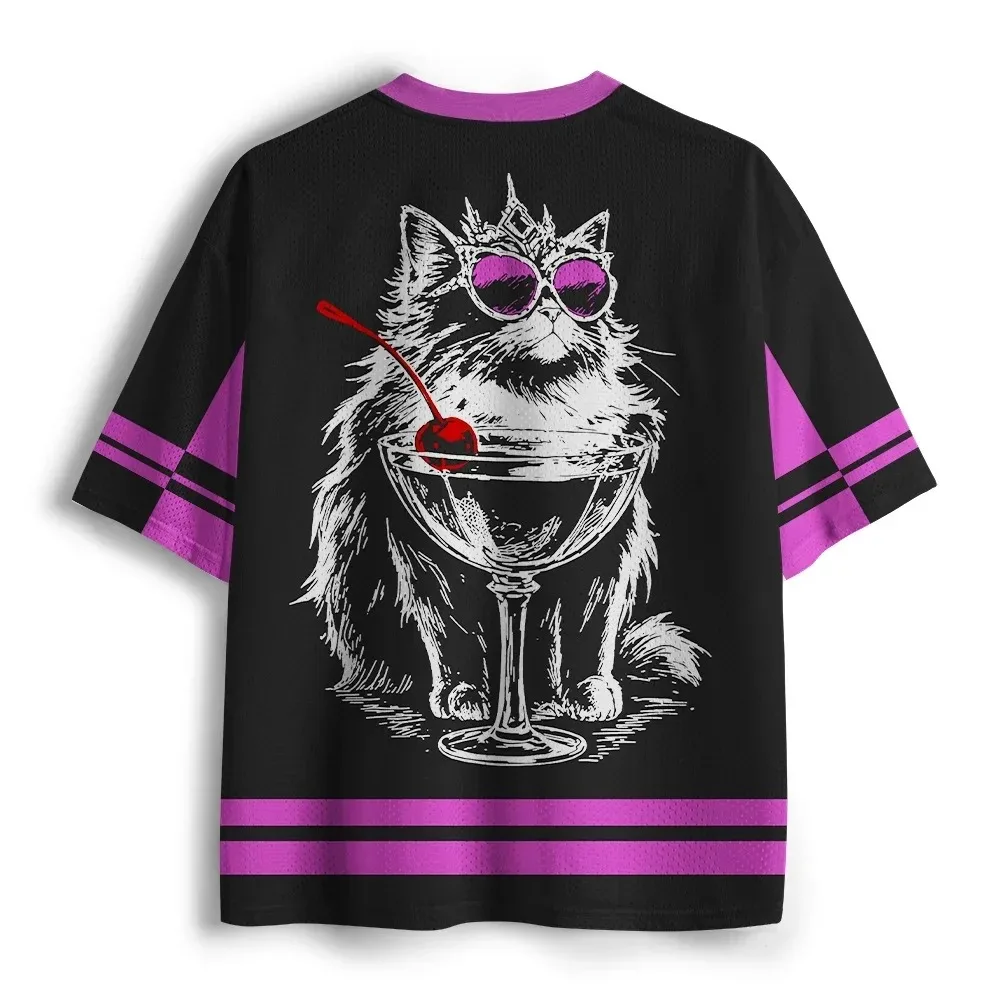 Katzen-Thema 3D-gedrucktes Herren-Sport-T-Shirt mit V-Ausschnitt Outdoor Street Casual Mode Schnelltrocknend und Atmungsaktiv Eltern-Kind-Kleidung – Detail 5