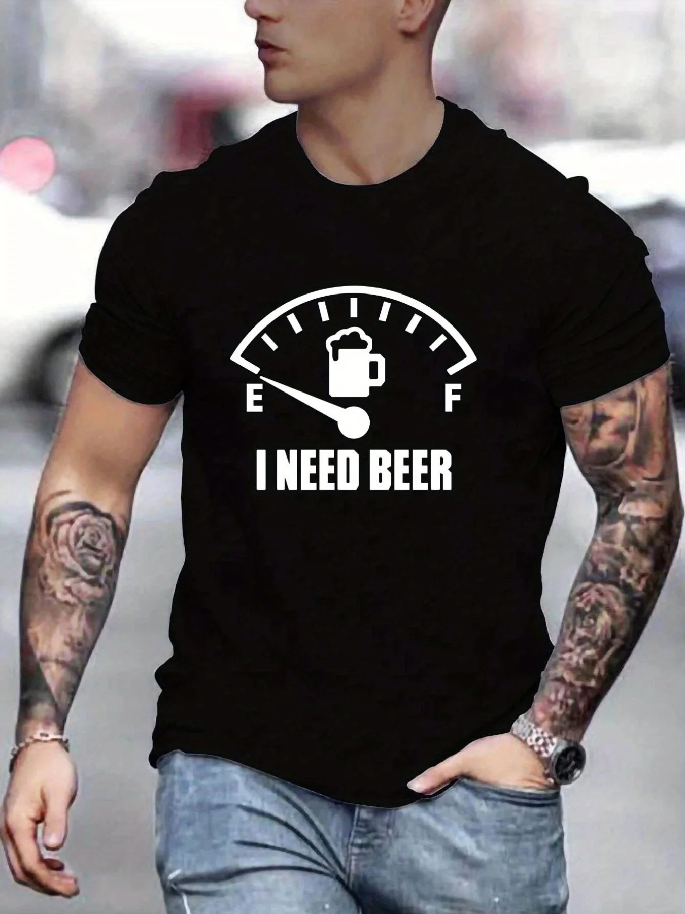 

Relaxed Fit Alphabets Print Graphic T-Shirt for Men - Soft Polyester Blend,Casual Summer Outdoor Wear - All-Season Versatile Tee