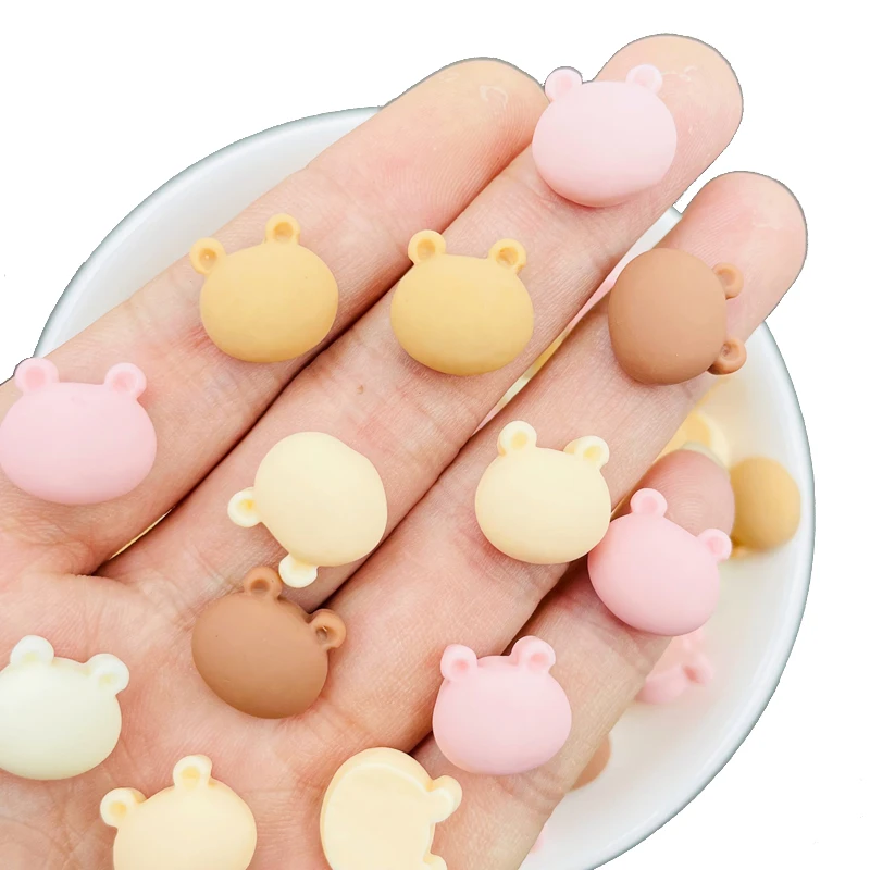 20 Pcs New Cute Mini Kawaii Mixed Color Bear Head Flat Back Resin Cabochons Scrapbook Diy Wedding Hairpin Accessories Craft