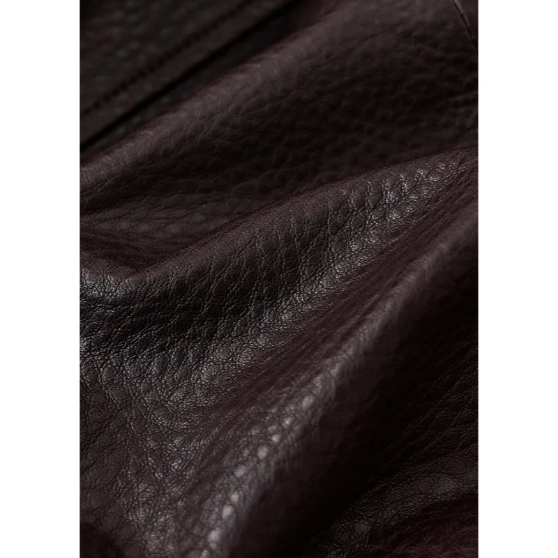 เสื้อแจ็คเก็ตหนังแกะทรงสั้นแบบมีปกตั้งสูงสำหรับผู้หญิง สไตล์มอเตอร์ไซค์ เงางาม แฟชั่นใหม่ เสื้อคลุมสำหรับสุภาพสตรี