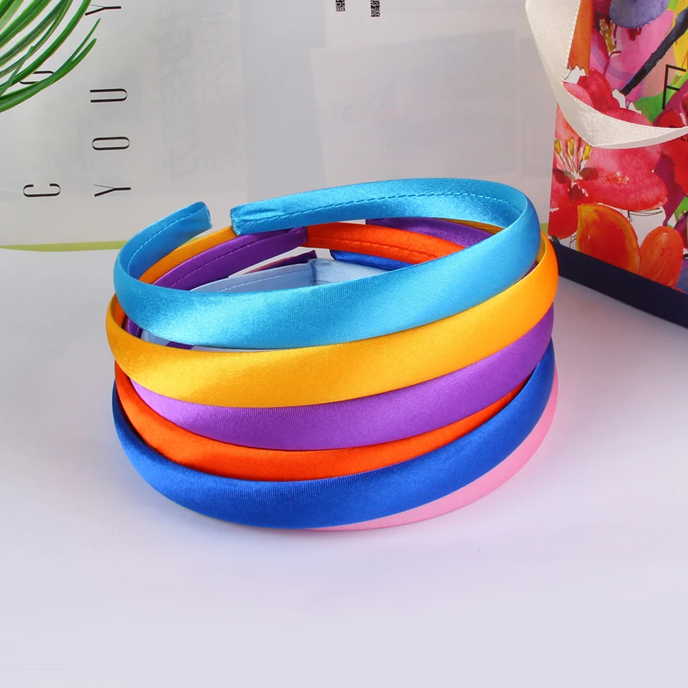 1.5/2cm Multicolor Headpieces Ribbon Headwear DIY Satin Covered Resin Hairbands for Girl Women Hair Band Accessories Dropship