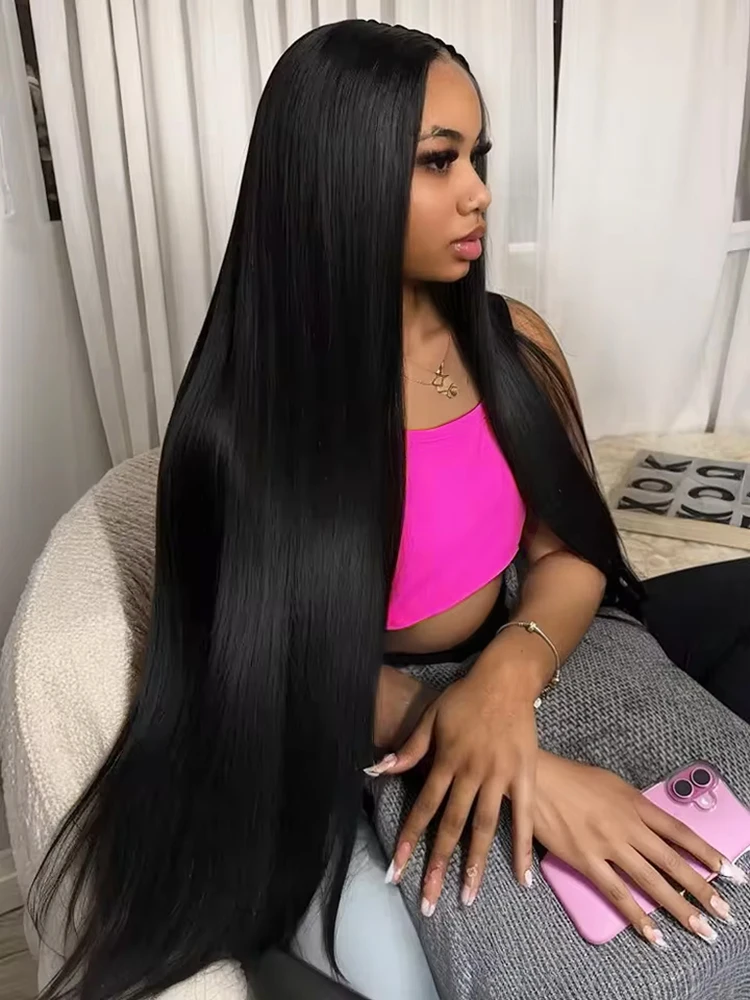 

Straight 300 Density 40Inch 13x4 13x6 Hd Transparent Lace Front Human Hair Wig 360 Full Lace Frontal Wig Preplucked for Women