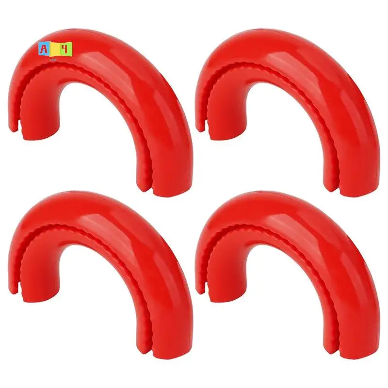 A04E-Red D-Ring Trailer Hook Cover Tow Truck Hook Suitable For 2004-2024 Automotive External Accessories 4Pc
