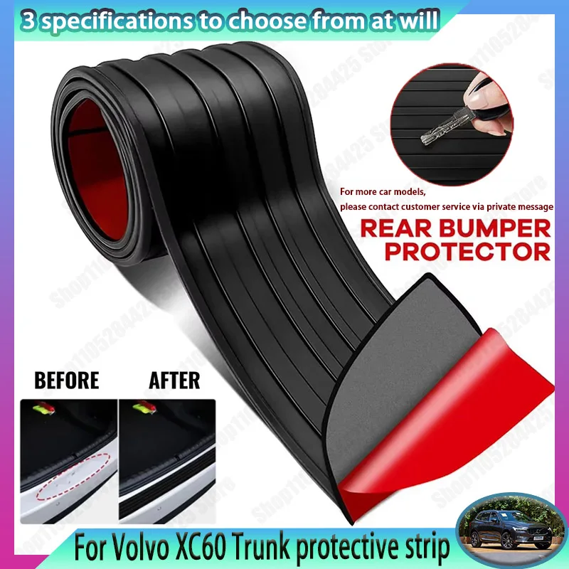 For Volvo XC60 PVC Rubber Protective Strip, Car Trunk Door Sill Protection Sticker Reinforcement Decorative Sticker