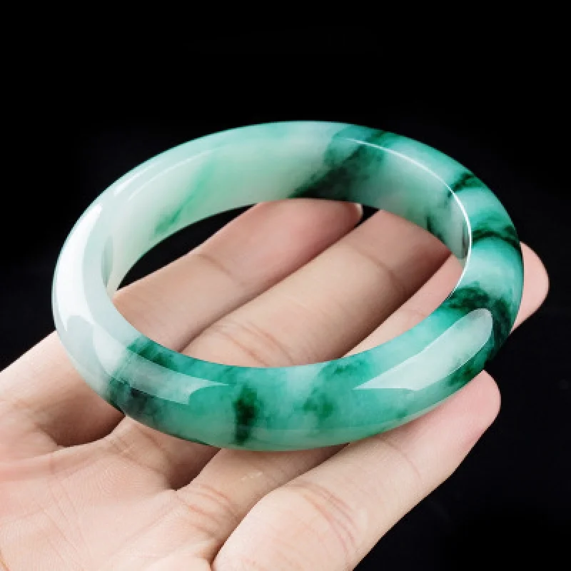 

Ice-like Floating Flowers Yang Emerald Bracelet Jade Jadeware Female with Certificate Myanmar