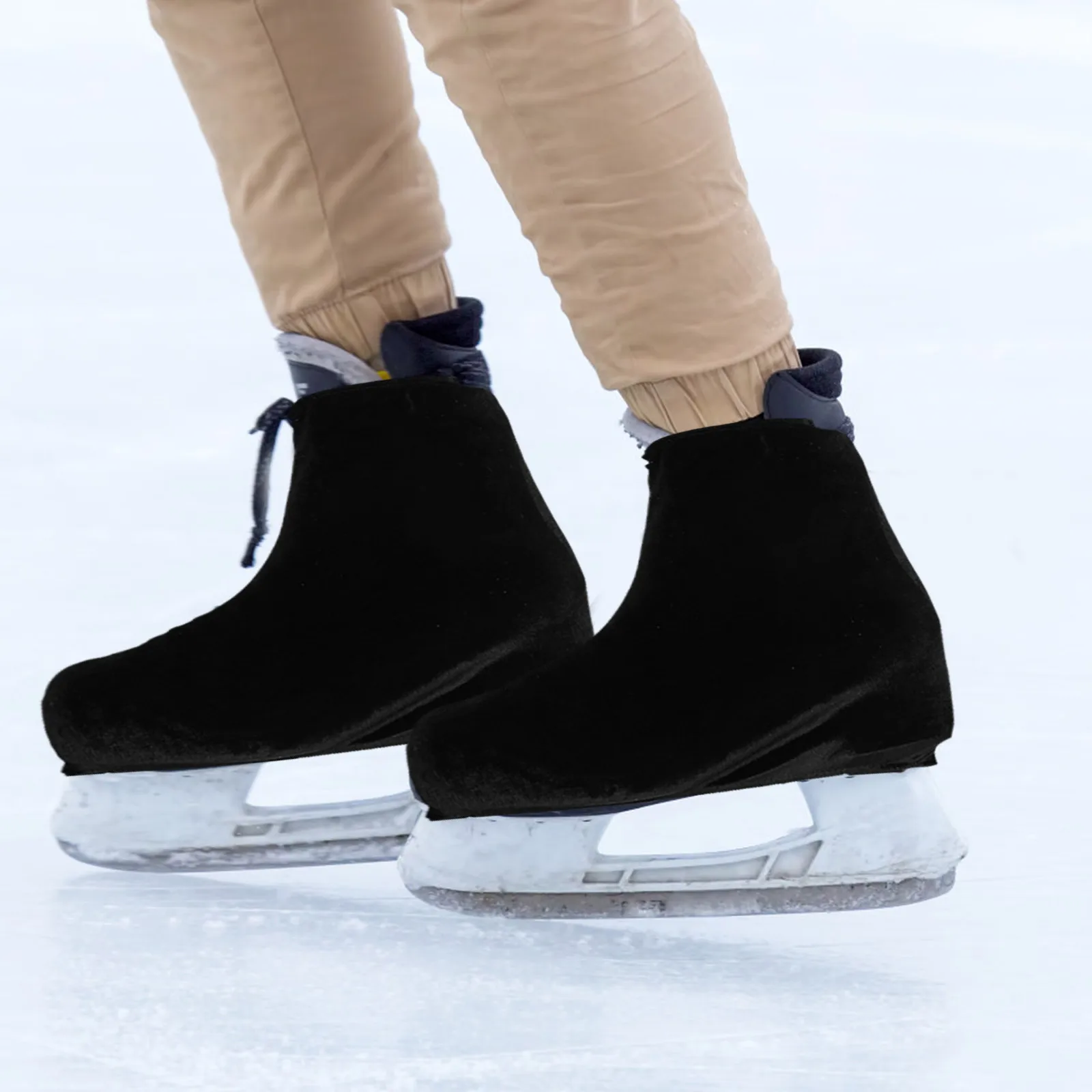 

1 Pair Black L Skating Boot Covers Comfortable Polyester Kids Men Women Anti-dirty Portable Roller Hockey Skate Protectors
