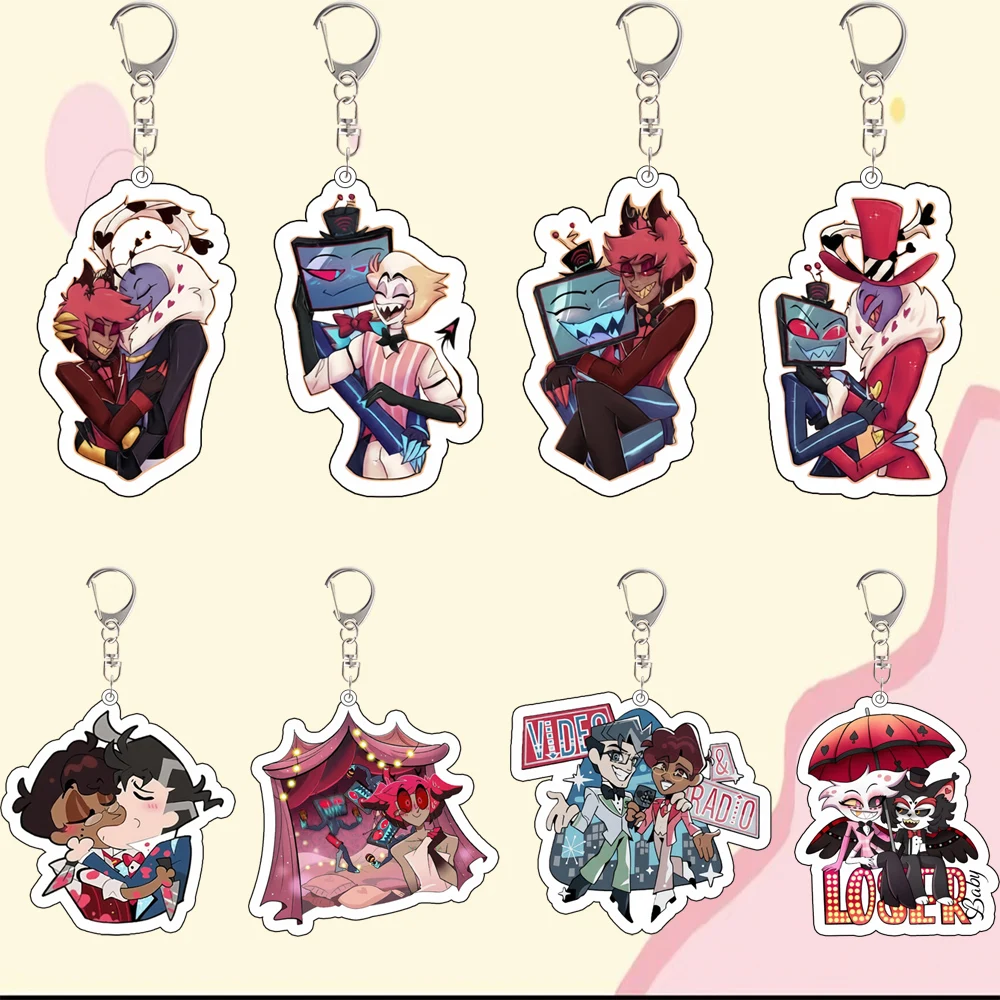 

For Hazbin Hotel Alastor Vox Valentino Angel Dust Husk Acrylic Keychain Sending Teenager Friends Peripheral Creativity Gift