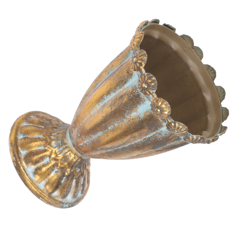 

Large Trophy Iron Vase 13xH18.5x9.5cm Gold Home Decor Flower Arrangement Container Retro Metal Bucket Bedroom Living Room