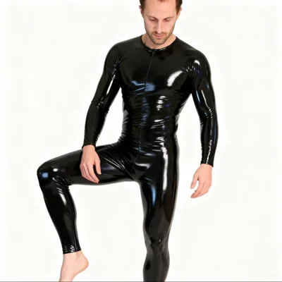 

Latex Rubber Gummi Catsuit Fashion club Cosplay handmade Tights Masquerade ball crew neck suit unique