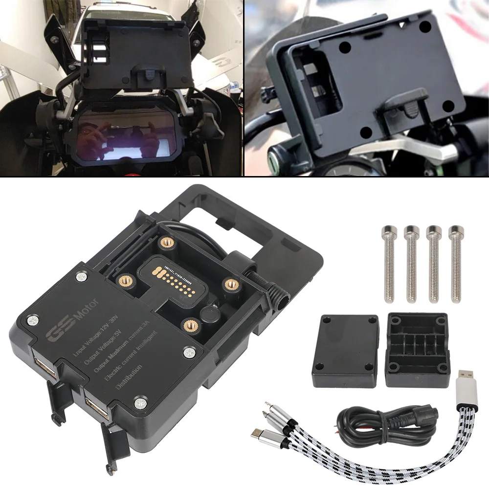 

Fit 12mm Roll Bar For BMW R1200GS ADV F800GS F700GS Honda CRF1000L Africa Twin 2016 USB Charger Mobile Phone Holder