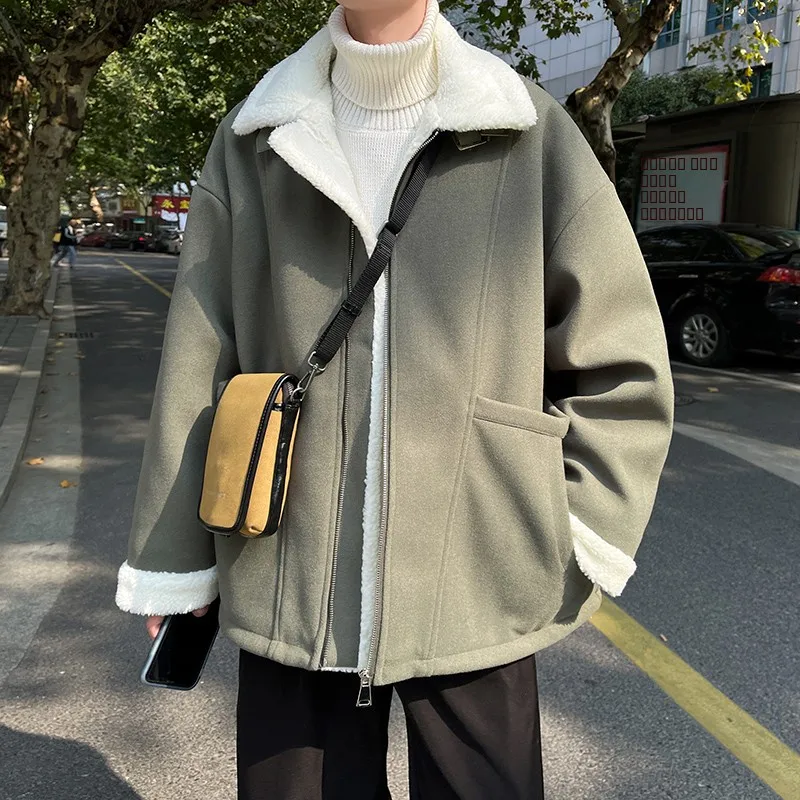 

Мужская зимняя куртка из овечьей шерсти и хлопка, утепленное шерстяное пальто оверсайз, высококачественная хлопковая одежда, молодежная повседневная модель