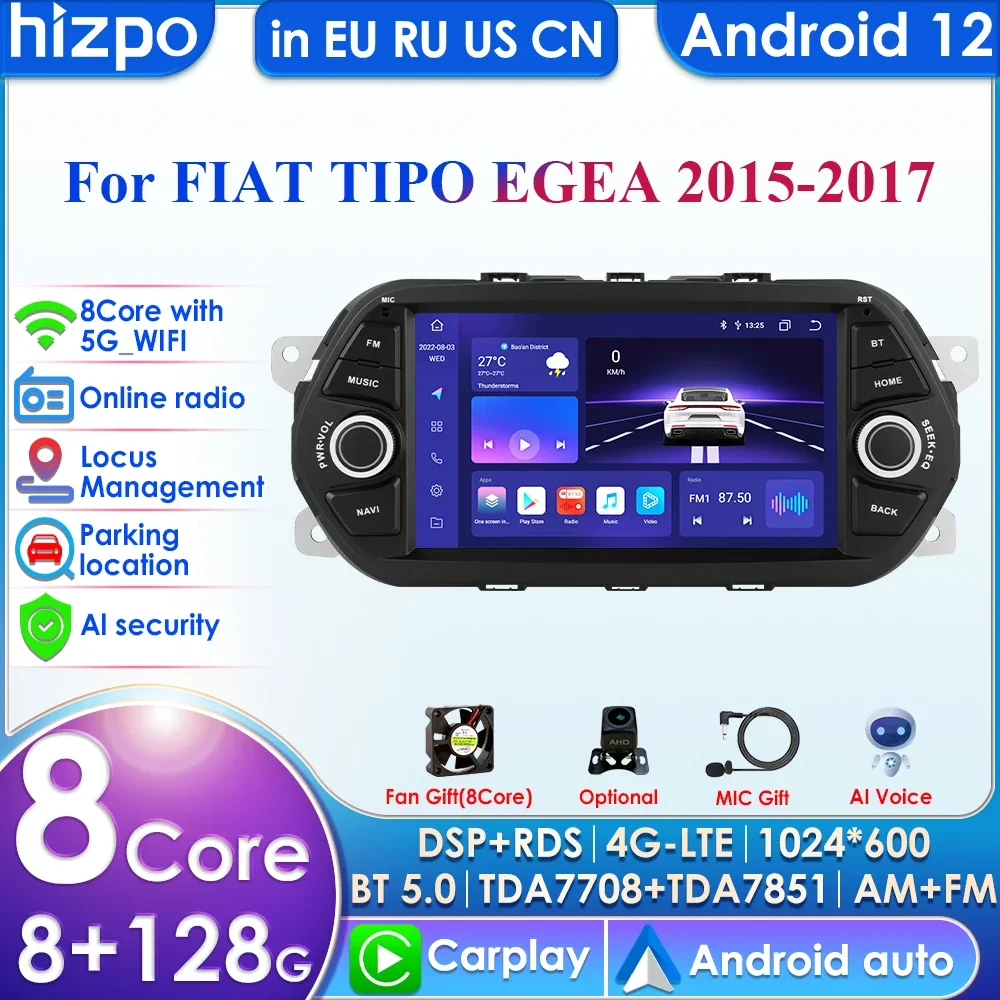 7862 2din Android Autoradio for Fiat Tipo Egea 2015 2016 2017 Car Radio Multimedia Video Player GPS Nav HeadUnit Carplay 4G WIFI