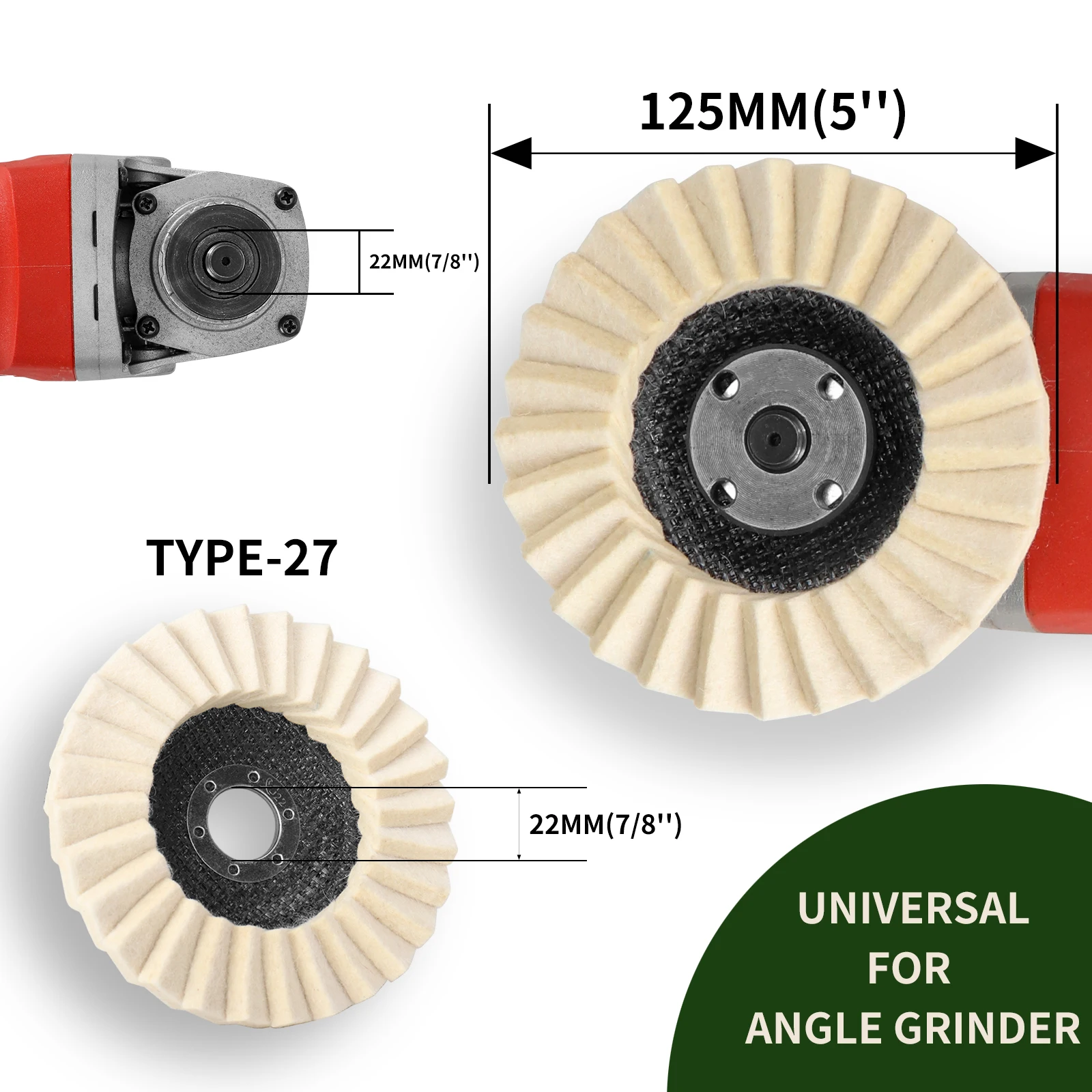 125mm 5 inch Wool Polishing Buffing Wheel Pads Felt Flap Disc For Angle Grinder Disc for Metal Glass Marble 5pcs/10pcs