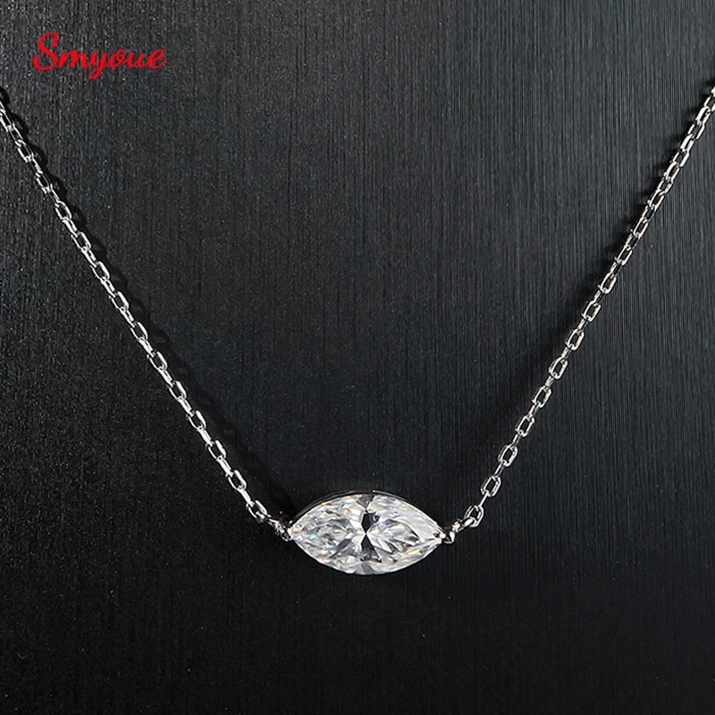 Smyoue Marquise Cut 1-3CT Zircon or Moissanite Necklace for Women Gemstone Lab Diamond Pendant 925 Sterling Silver Plated 14K