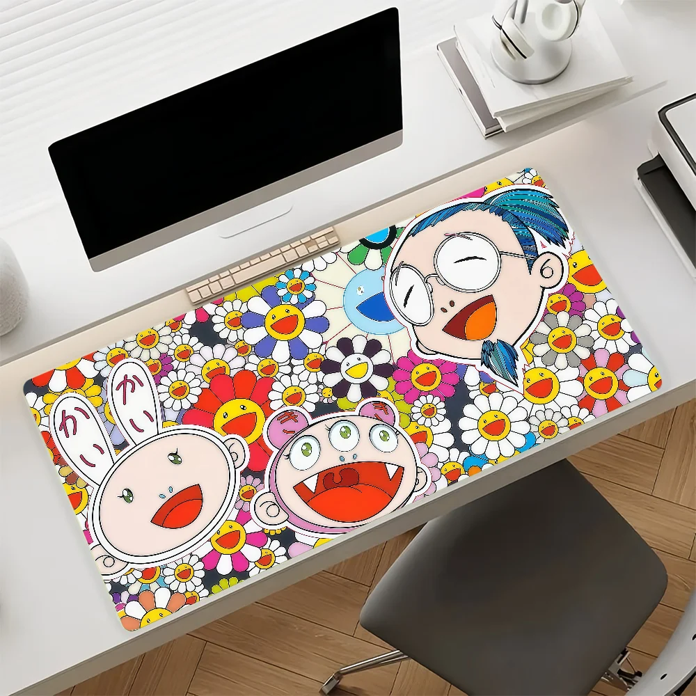 Artist T-Takashi-s Cute M-Murakami-s Mouse Pad Anti Slip Rubber Edge Locked Thickened Laptop Gaming Desk Mat