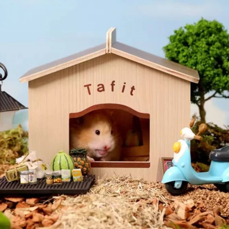 Wooden Hamster Cage Small Bottomless Hamster Hideout House Waterproof Golden Hamsters Nest Small Animals Wood Hut Habitats