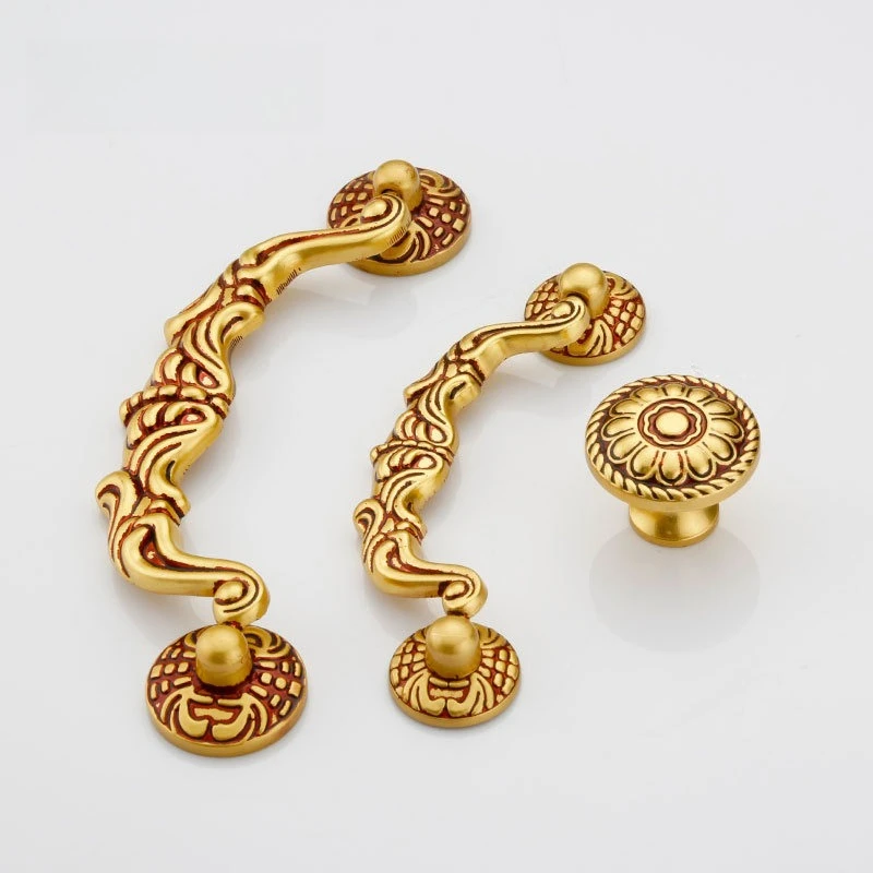 

Elegant Traditional Chinese Shoe Cabinet Handle - Solid Brass Thickened Drawer Pulls for Furniture Hardware