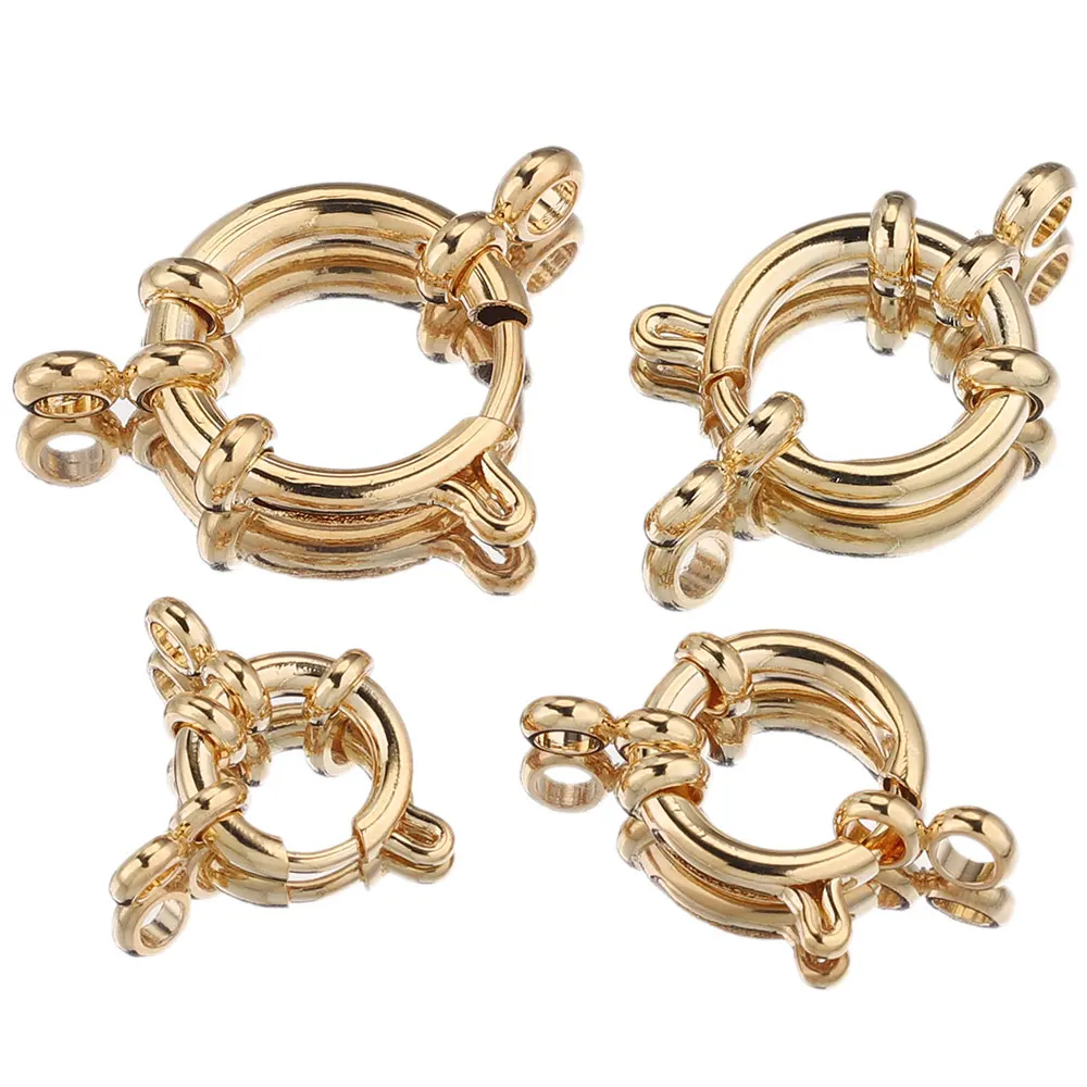 4pcs Stainless Steel Gold Chic Round Spring Lobster Clasp Hooks Connectors Necklace for DIY Jewelry Making Supplies Accessories