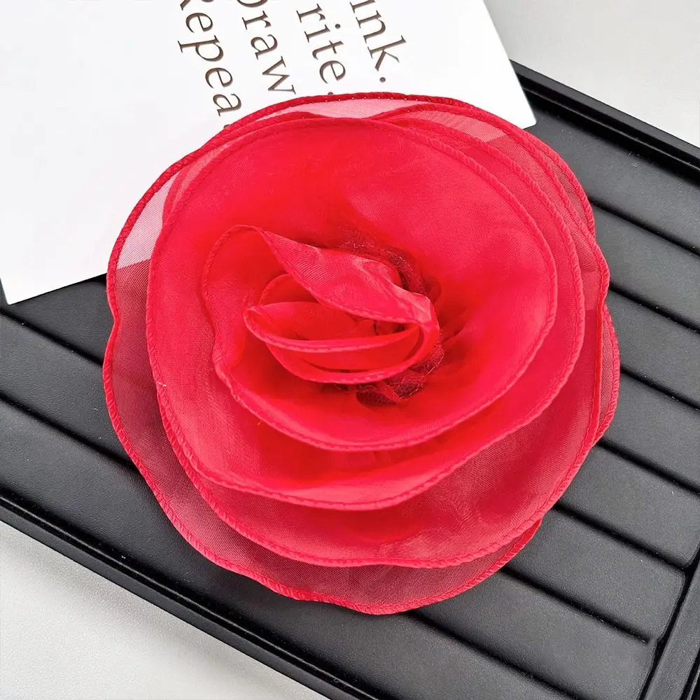 Fashion Rose Flower Brooch for Women Organza Multi-Layer Floral Brooch Lapel Pins Chest Flower Corsage Clothing Dress Decoration