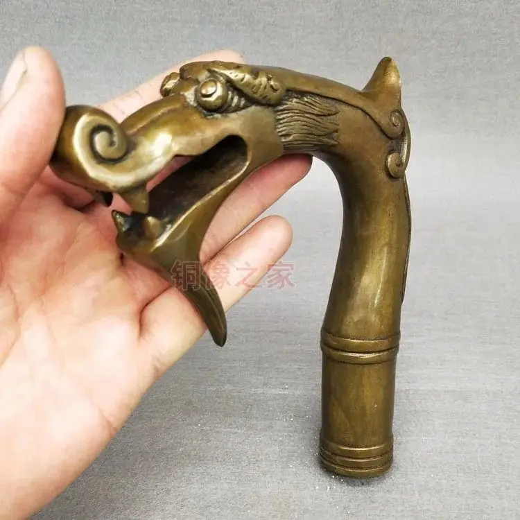 

Auspicious Beast dragon Walking Stick Head handle Statue