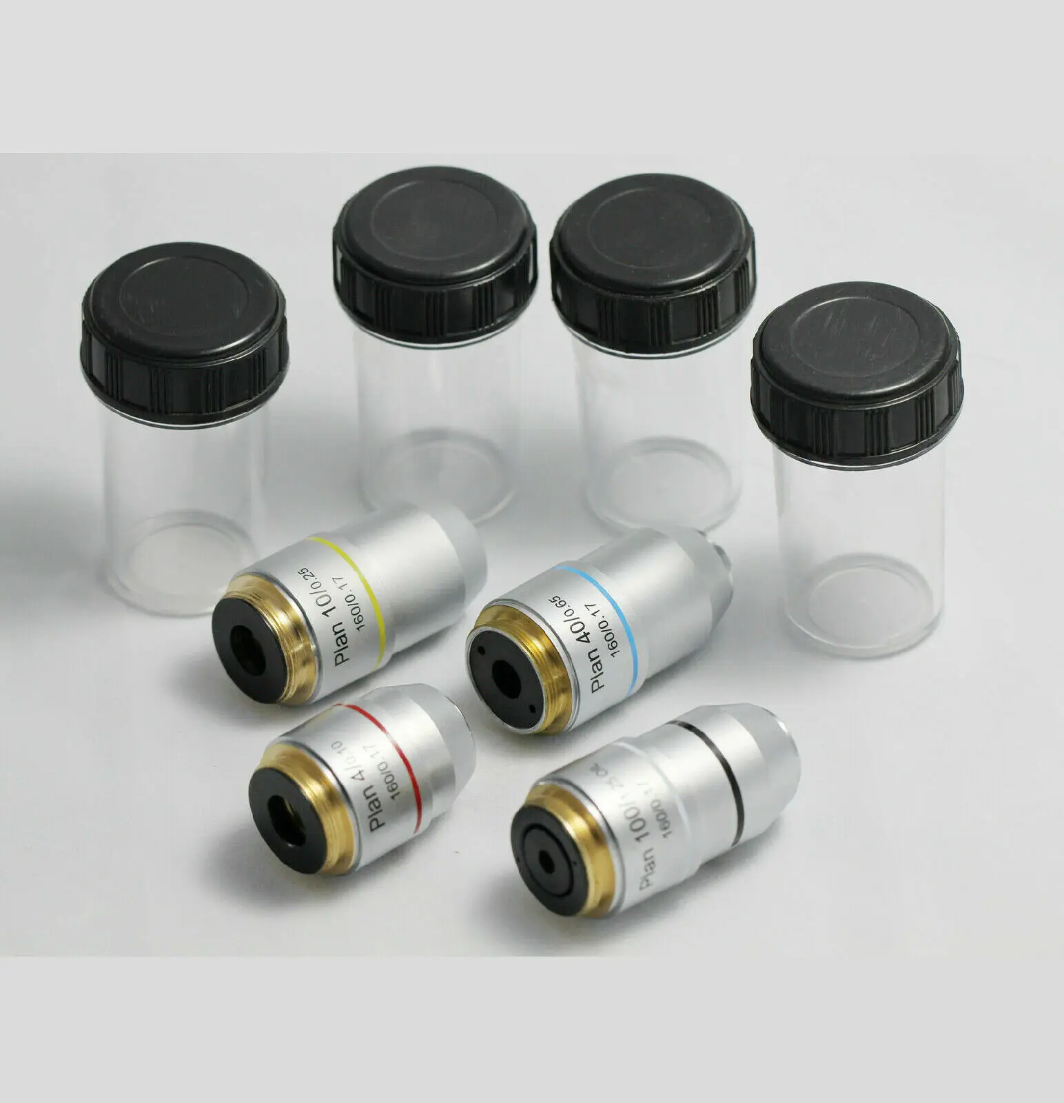 Nouveaux ensembles d'objectifs de microscope achromatiques DIN Plan 4X 10X 40X 100X