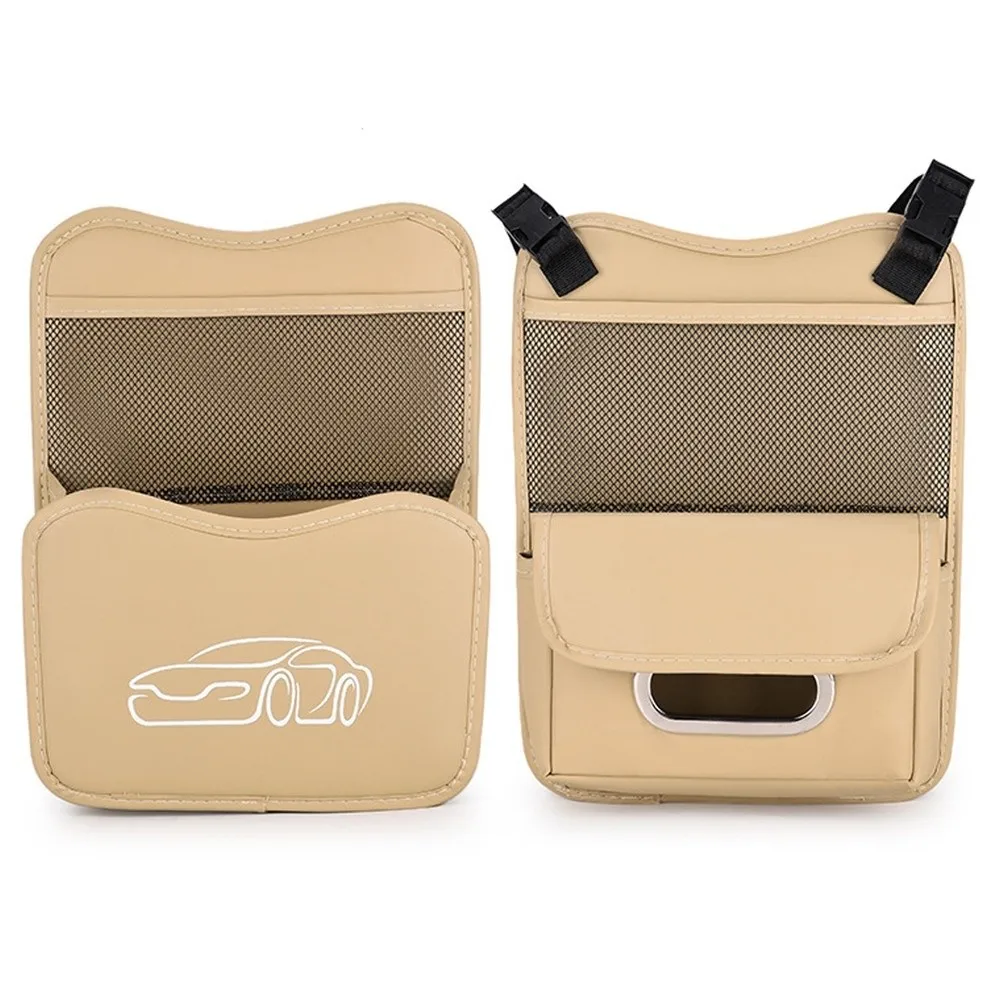 

Сумка для хранения автомобиля из искусственной кожи между сиденьями, многофункциональная сумка для хранения большой емкости, двусторонняя с коробкой для салфеток, автомобильный органайзер