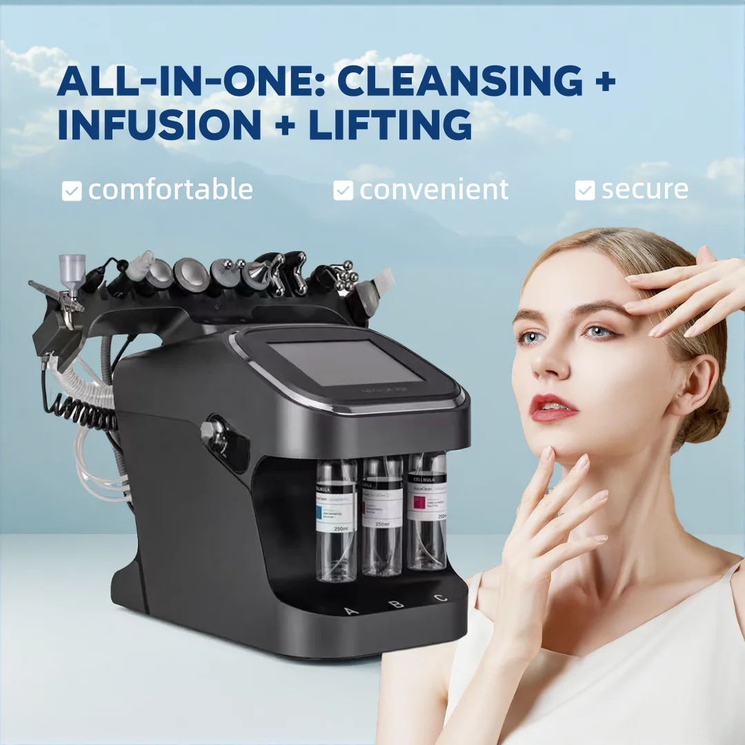 

Многофункциональный аппарат для гидродермабразии 10 в 1: кислородная пузырьковая терапия, глубокое очищение, омоложение кожи, увлажнение, антивозрастной уход.