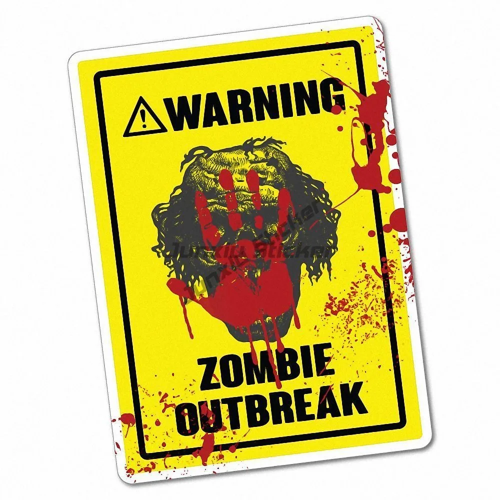 

Warning Zombie Outbreak Yellow Sticker Funny Car Stickers Novelty Decals Waterproof Outdoor Stickers Motorcycle Decoration