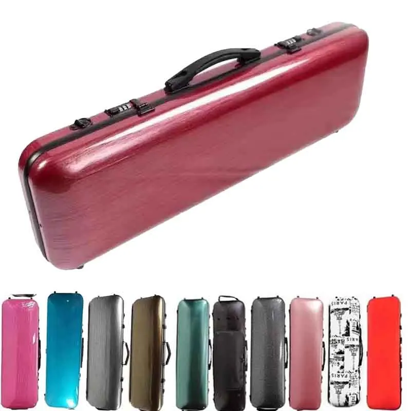 

Multicolor Rectangle 4/4 3/4 Violin Case Code Lock Music Bag Carbon fiber Square Violin Box With hygrometer