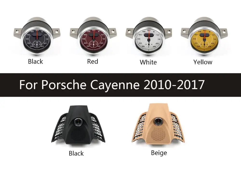 Car Dashboard Stopwatch for Porsche Cayenne 718 2010-2017 Sport Chrono Center Clock Compass Time Instrument Panel Accessories