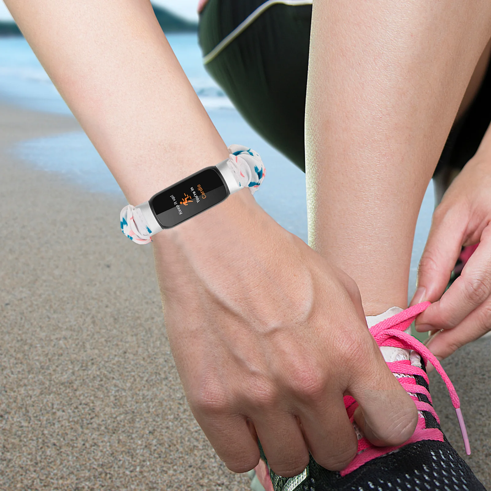 

Watch Band Scrunchy Fabric Elastic Strap Replacement Comfortable Printed Wristband For Women Men Phone Accessories