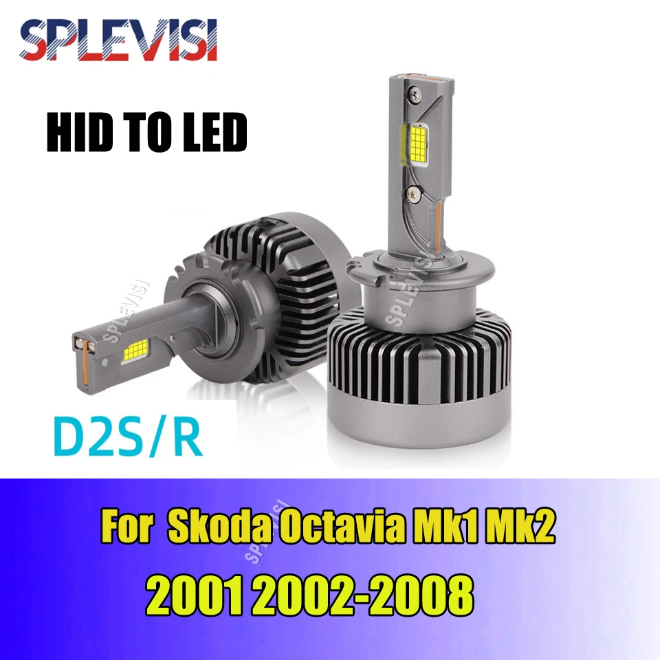 

D2S HID TO LED Headlights Using Quanlity 2-sided CSP LED chips For Skoda Octavia Mk1 Mk2 2001 2002 2003 2004 2005 2006 2007 2008