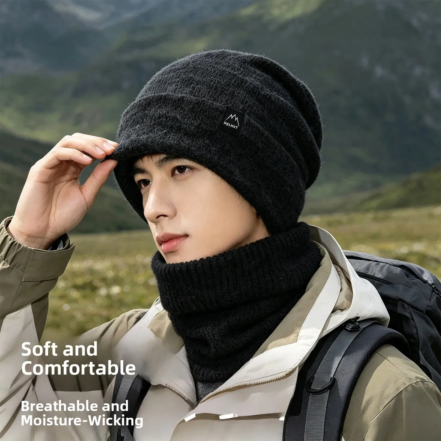 Warm Knitted Knit Hat for Men And Women Winter Outdoor Climbing Scarf Cap Small Face Effect Heat Preservation Unisex Hat