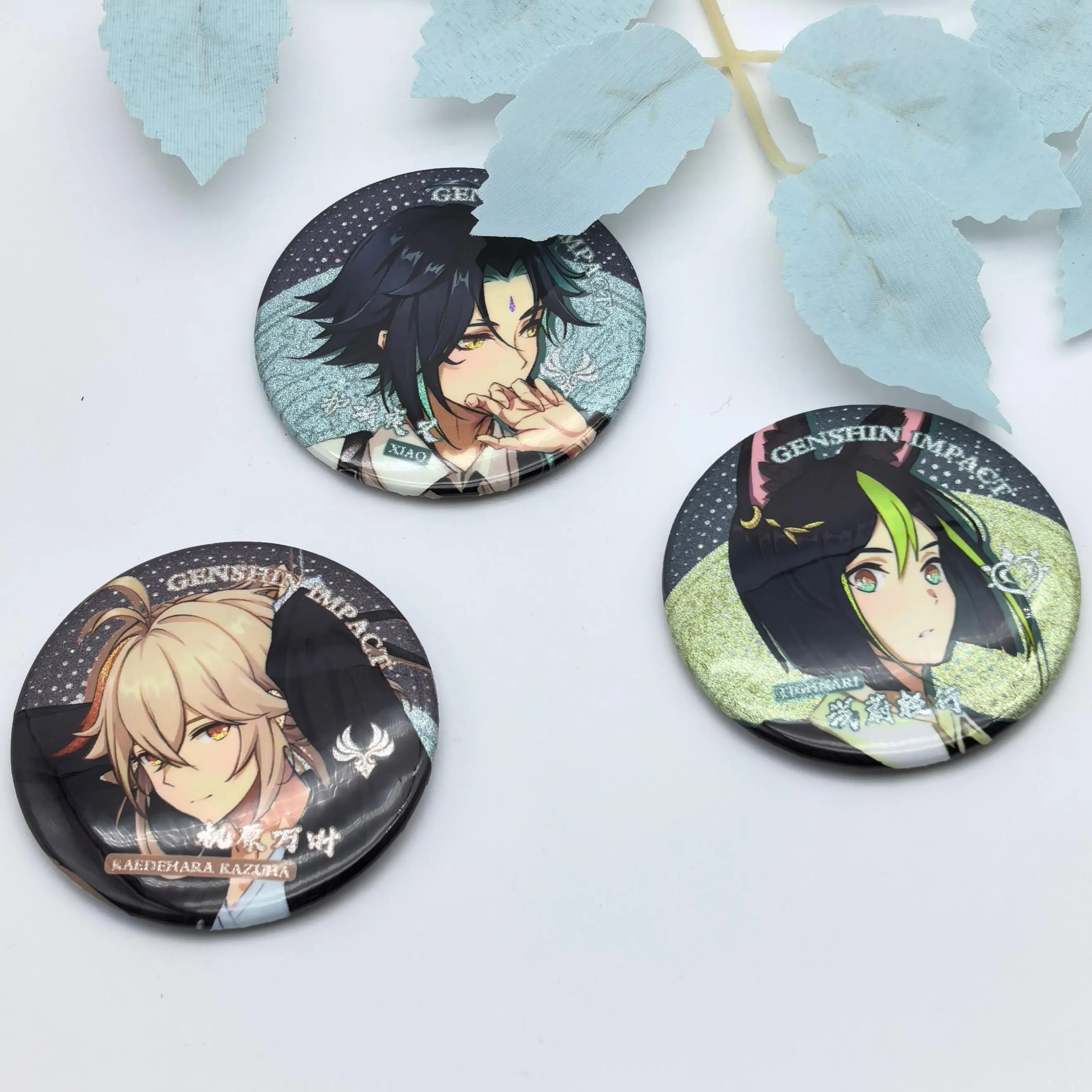 1PC Anime Game Genshin Wriothesley Tighnari Cool Reflective Badges Brooches Men Clothes Scarves Pins Decorations Beautiful Gifts