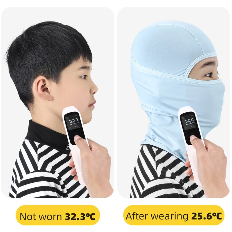 WEST BIKING Children\'s Ice Silk Mask Summer Cool Breathable Balaclava Cap Cycling Headgear UPF50+ Anti-UV Running Fishing Hat