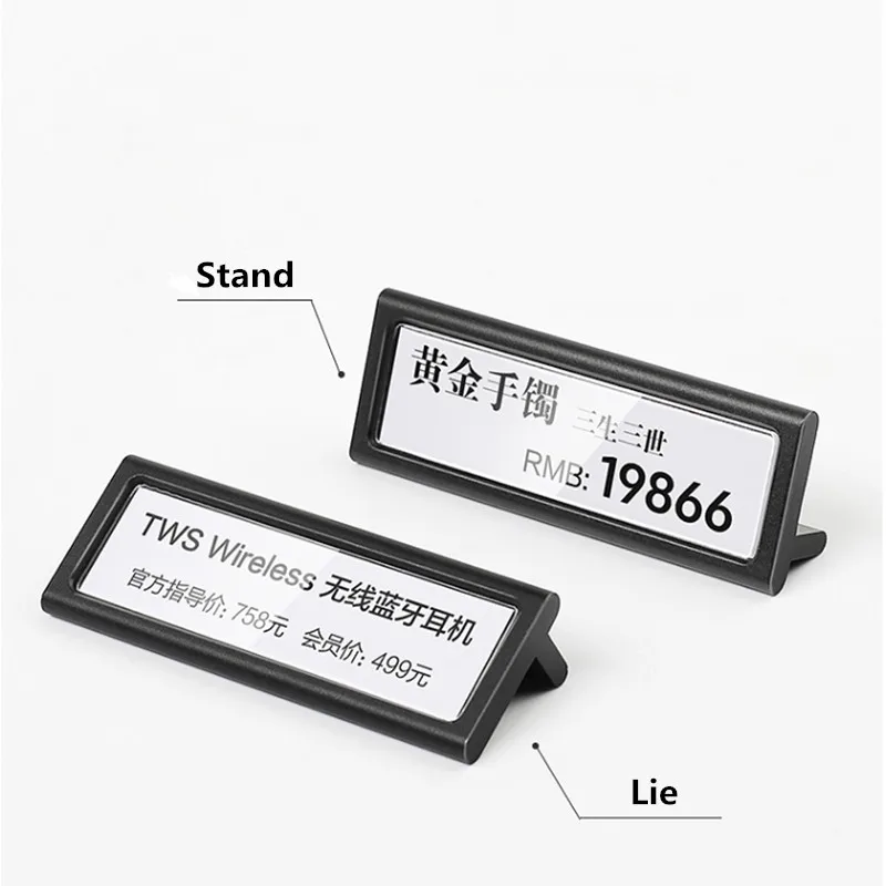 10 PCS 54x15mm Black Silver Metal Sign Holder Display Stand Table Number Menu Name Card Holder Small Price Label Paper Tags