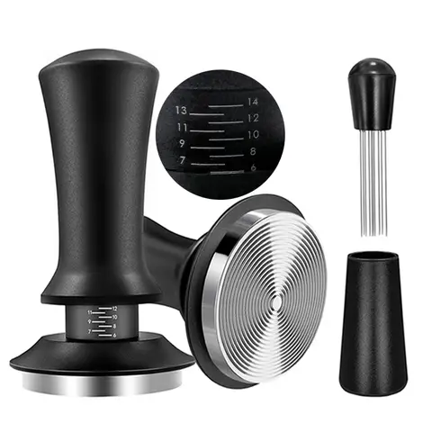 커피 탬퍼 스프링 에스프레소 탬퍼 51mm 53mm 58mm 커피 탬퍼 및 커피 교반기 스테인레스 스틸 탬퍼 커피 액세서리