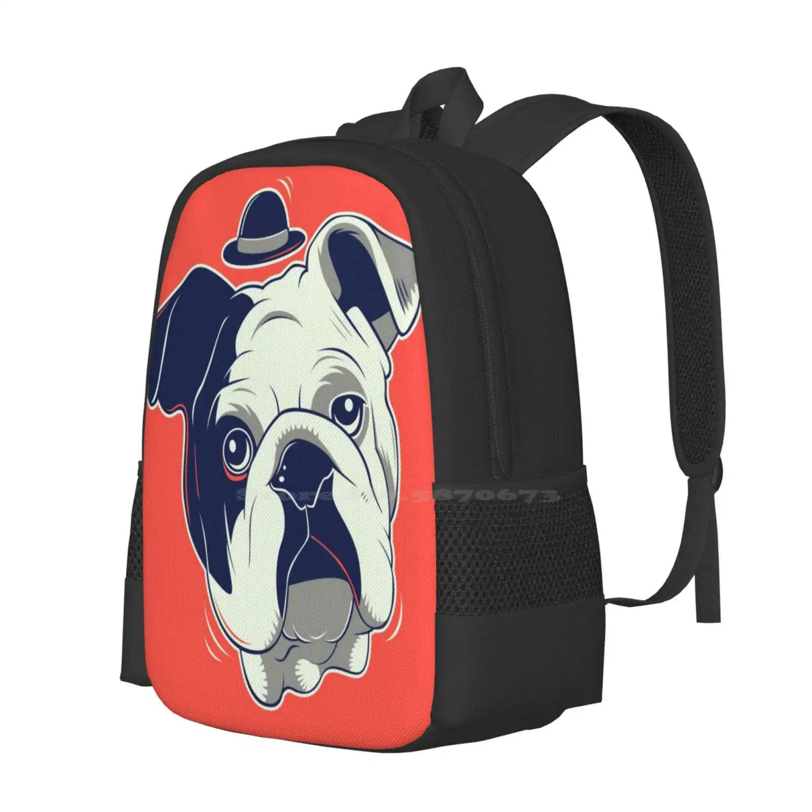 Gentleman Pet New Arrivals Unisex Bags Student Bag Backpack Bull Dog Dogs Animal Pets Funny Cute Strange Things Art Gentleman