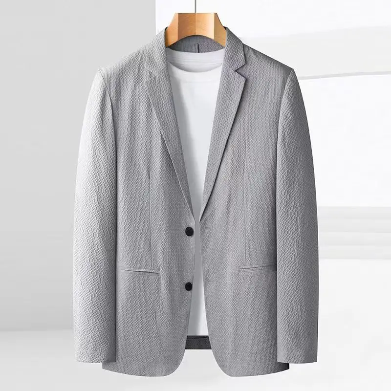 Explosive Seersucker Casual Suit Men\'s Light Anti-wrinkle Solid Color Small Suit 2024 Casual New Coat Trend Everything