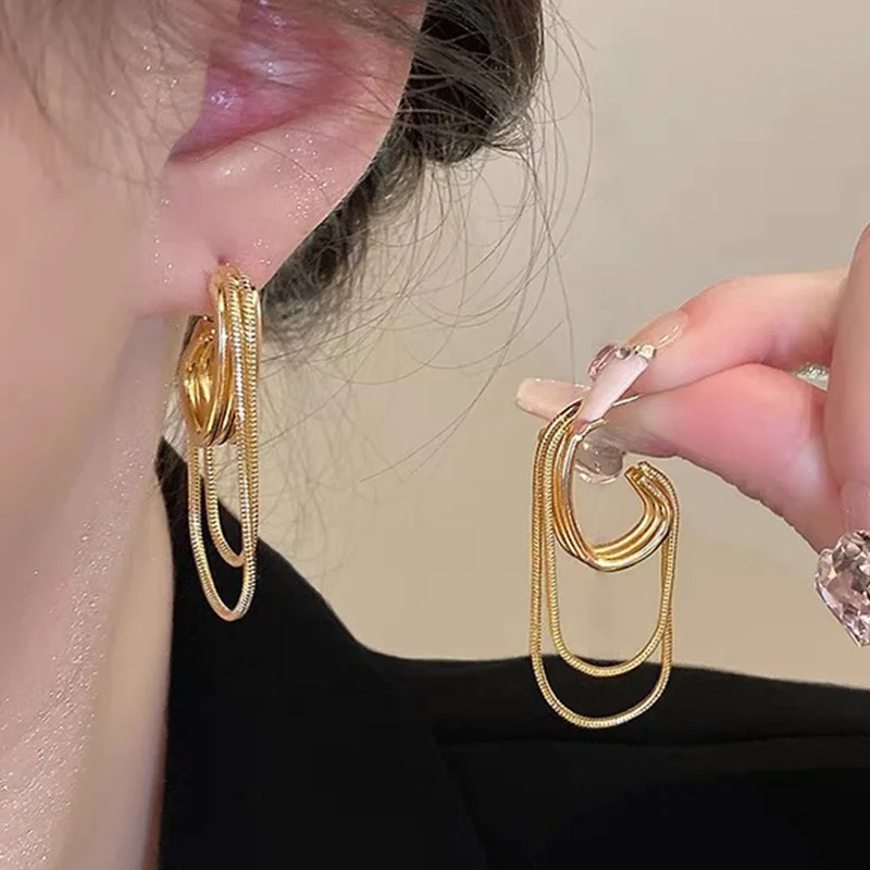 

XINYI Feminine Temperament Metal Tassel Geometric Earrings New Design Jewelry Wedding Party Luxury Accessories For Women‘s Gift