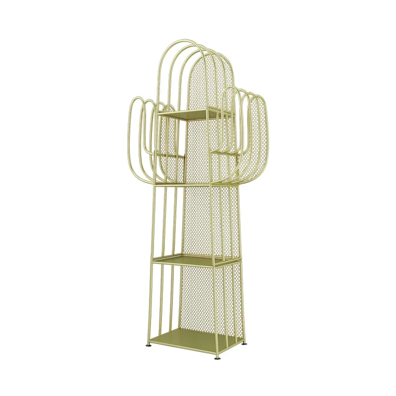 

Wrought iron storage living room bedroom floor creative corner children's bedside bookshelf small bookcase cactus storage rack