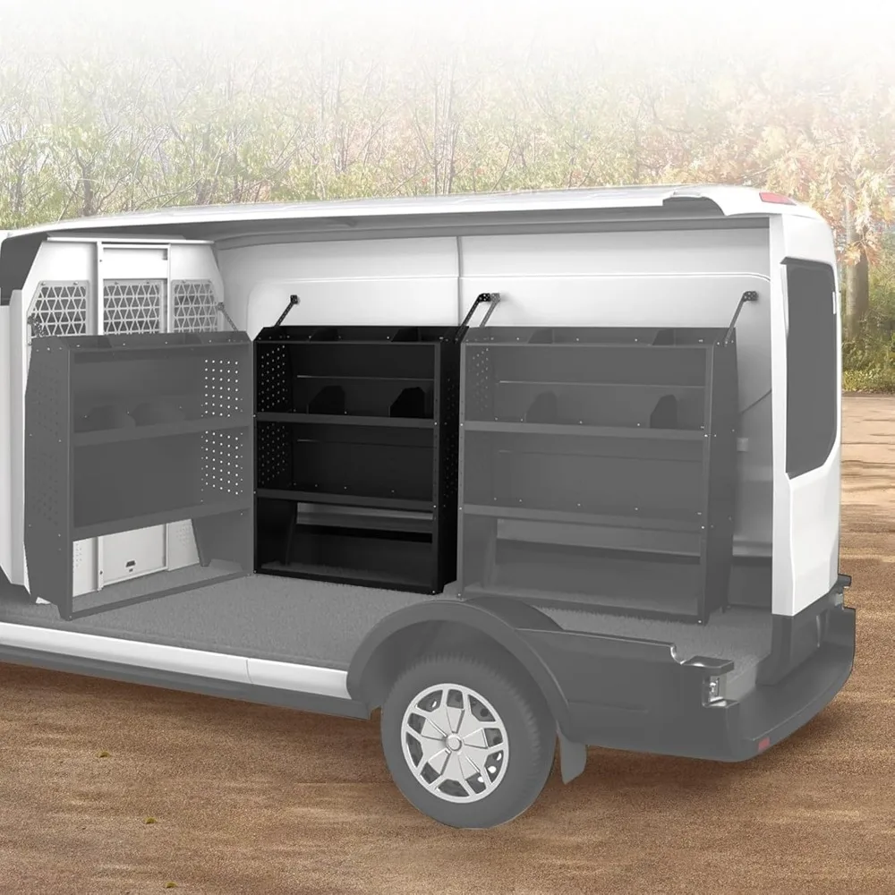 

Черная стальная система хранения грузовых фургонов с регулируемой высотой, подходит для Ford Transit Connect 2014+, Ram Promaster City, Chevy ci