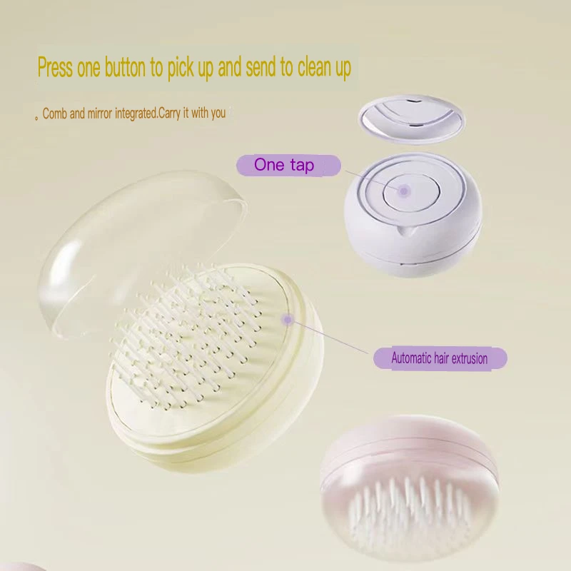 

One-click Cleaning Comb, Portable Telescopic Comb, High Skull Top Fluffy Comb, Multi-functional Comb Mirror For Women