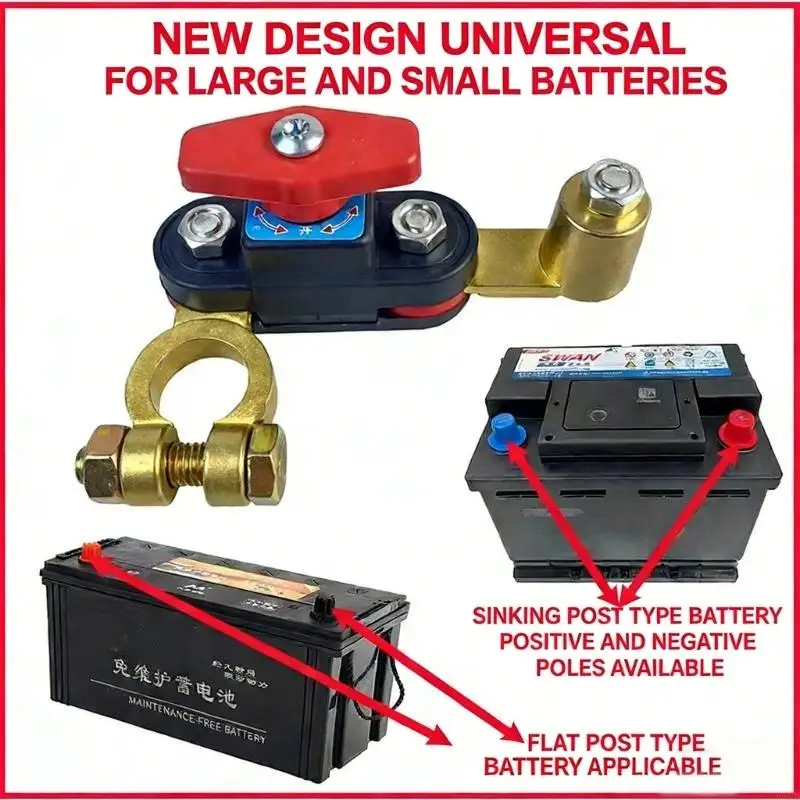 Car Battery Power Cut-Off Convert Breaker, Adjustable Unpolluted Copper Stable Transmission High Conductivity 12v-24v R6FB