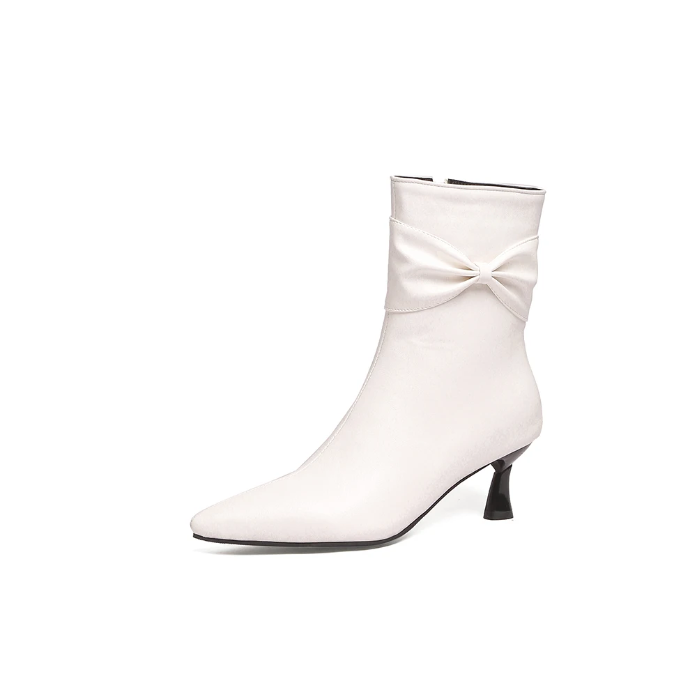 2026 New Spring Mature Black White Women Ankle Boots High Thin Heels Lady Formal Shoes Plus Big Small Size 12 32 43 46 48