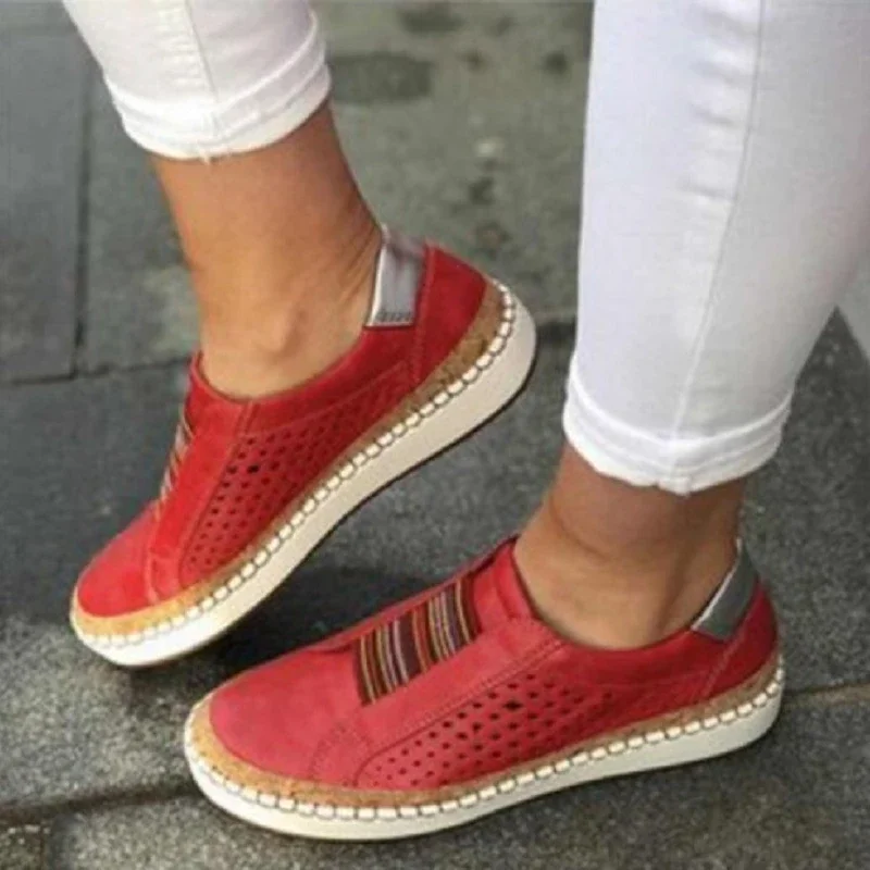 Women's Sneakers 2024 Autumn Vulcanized Shoes Hollow Out Casual Ladies Shoes Slip on Fashion Elastic Breathable Female Footwear