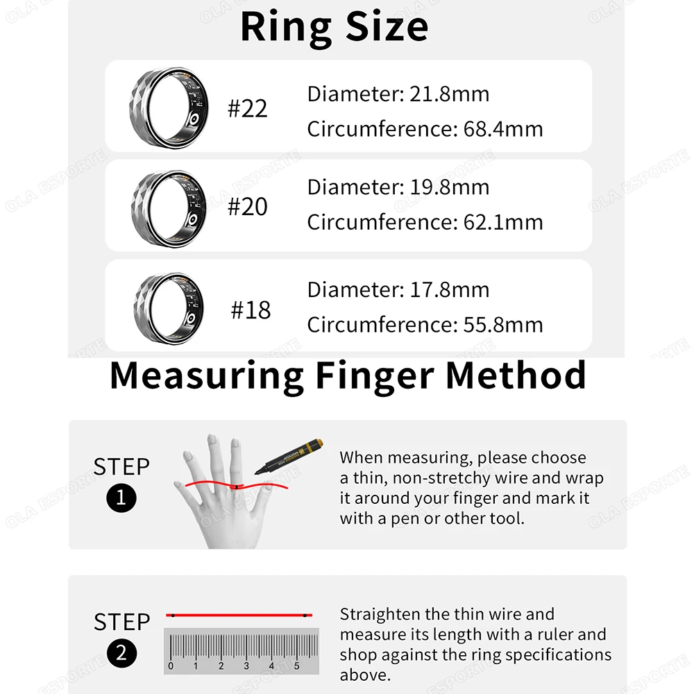 New Smartring Men Military Grade Titanium Steel Shell Health Monitor 5ATM Waterproof Multi-sport Modes Bluetooth SmartRing Women