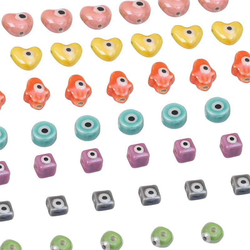 

10pcs Colorful Devil's Eyes Ceramic Beads Ceramic Spacer Beads Multicolor Glazed Beads For DIY Jewelry Making Accessories