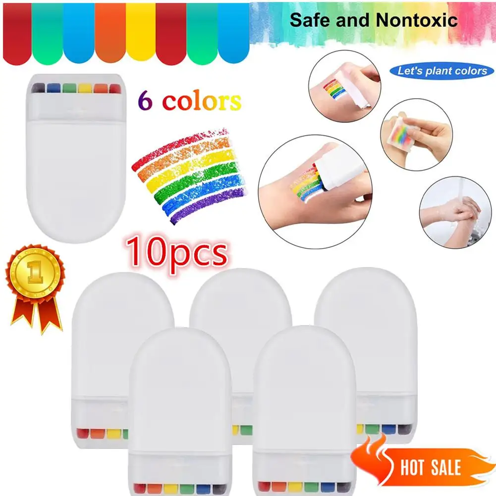 

10pc 6Color Washable Rainbow Face Body Painting Crayon Pen Pride Day Celebrations Party Stage Makeup Art Graffiti Drawing Brushi